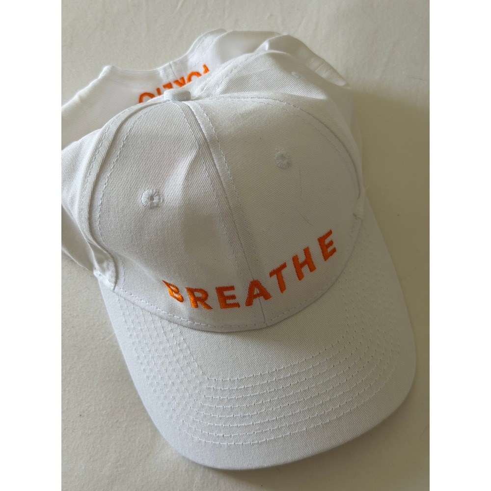 Poketo Breathe Baseball Cap White Orange Embroidered Hat Adjustable Dad Hat